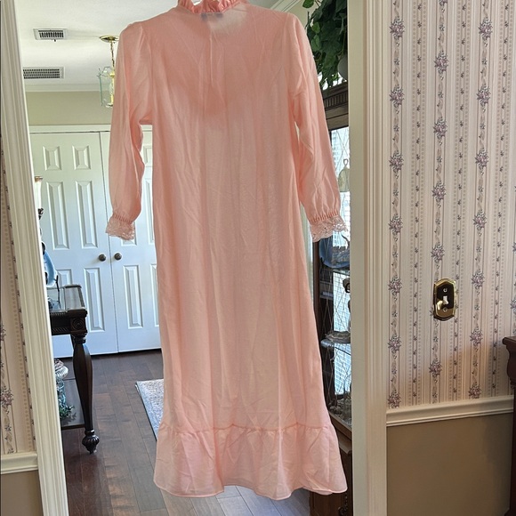 Vintage Night Time Creations Pink Ruffled Flannel Long Nightgown - Picture 15 of 15